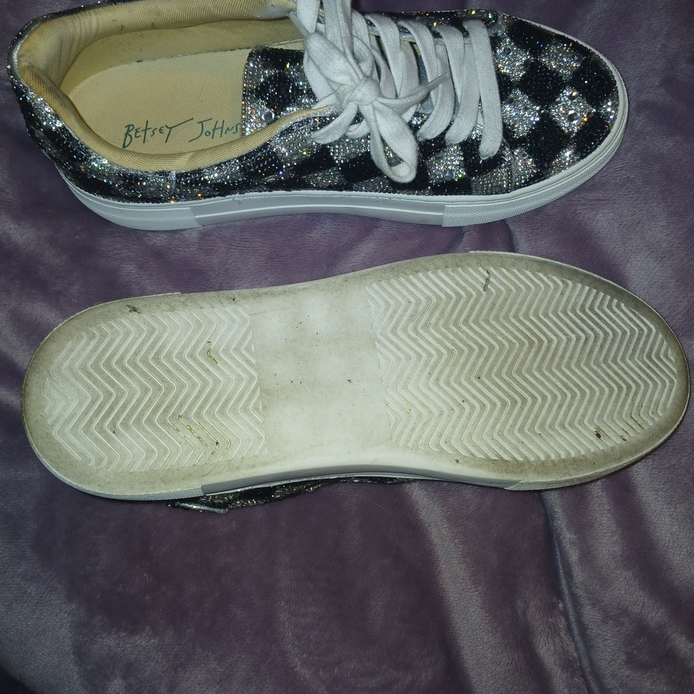 Betsey Johnson Black and Silver Glitter Sneakers - Picture 2 of 4